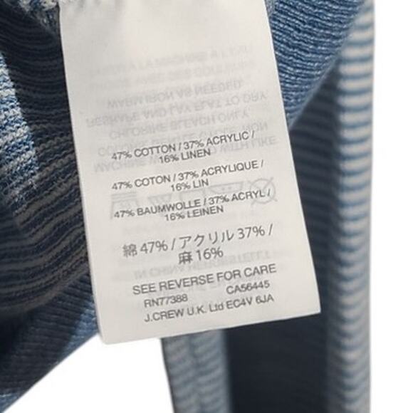 J. Crew Cotton Linen Crewneck Sweater Blue Heather Microstripe Size M - Picture 4 of 5